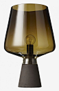 Wine Glass-Like Table Lamp on Concrete Base: 