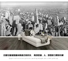 蕊西古风怀旧壁纸3d黑白电视墙壁纸城市美式建筑灰色墙纸定制壁画-tmall.com天猫