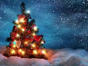 雪地浪漫爱心圣诞树PPT背景图片