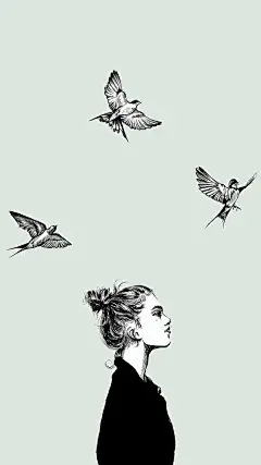 一对情侣插画手机锁屏壁纸