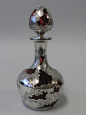 Cranberry Silver Overlay Perfume Bottle Circa 1920古董香水瓶。更多精彩请关注@晓冬知春-视觉生活志