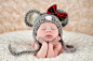 Newborn Mouse Hat .. Christmas Hat .. Newborn photo prop ... baby hat ... newborn bonnet .. Mouse bonnet .. SIZE NEWBORN