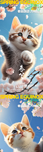 可爱猫咪春分节气系列海报-源文件