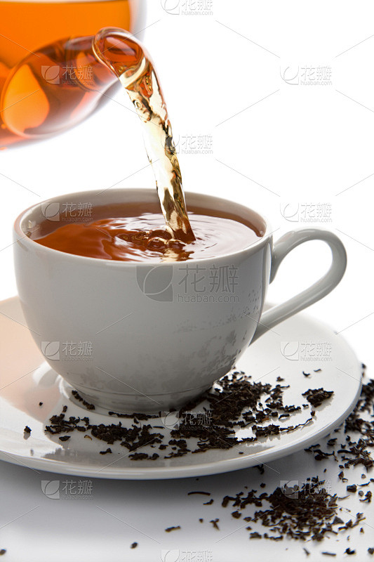 茶,白色,杯,分离着色,垂直画幅,早餐,...
