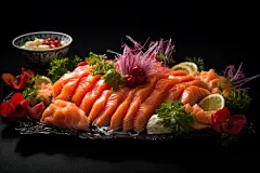 鲜甜可口的日式料理三文鱼图片摄影图片