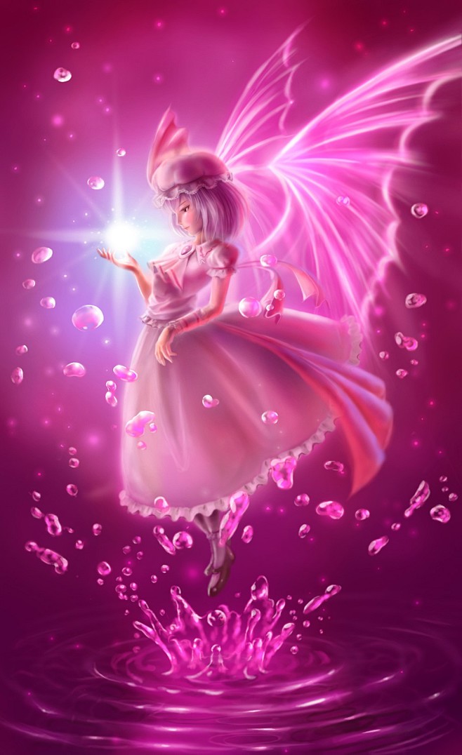 东方翅膀的天使水紫吸血鬼魔法的蕾米莉亚血色动漫女孩1000x1636壁纸