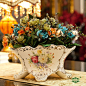 欧式宫廷象牙陶瓷花器花瓶果盘