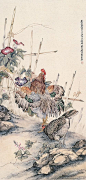 国画大师刘奎龄工笔画 鸡作品