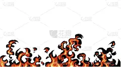日本风格的笔刷上燃烧火焰的剪贴画