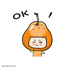 水果梨子表情包OK插画