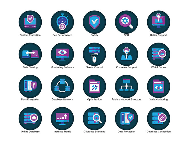 100个虚拟主机平面图标
