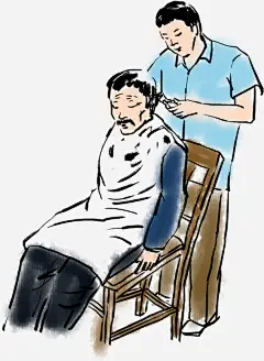 手绘给父亲理发的儿子插画免抠素材 父亲节 设计图片 免费下载 页面网页 平面电商 创意素材 png素材