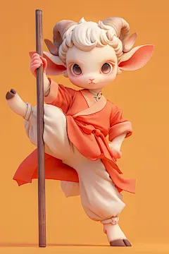 春节功夫羊年形象动物模型