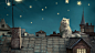 General 1920x1080 persian cat cat artwork stars animals rooftops