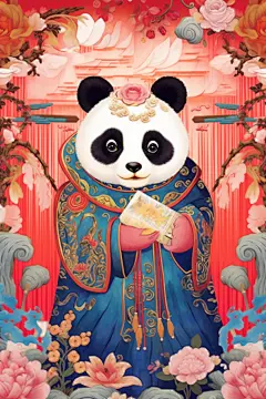 京剧国潮熊猫插画