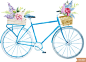 水彩花朵自行车图片素材