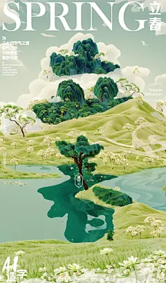 sd文字消失术丨油画般的立春海报，太好看了