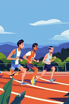 AI数字艺术扁平风校园运动会人物插画-众图网