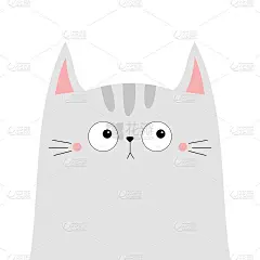 可爱的小猫头像猫剪影。情人节快乐。可爱卡通人物。悲伤的脸。粉红色的脸颊。婴儿贺卡t恤笔记本封面印刷。