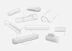 HP Go! : This product is a design concept branded for HP. It's a portable scanner with an intuitive design that is easy to operate and carry. It allows the user to scan all kinds of documents within A4 format on the go. The design features a race track sh