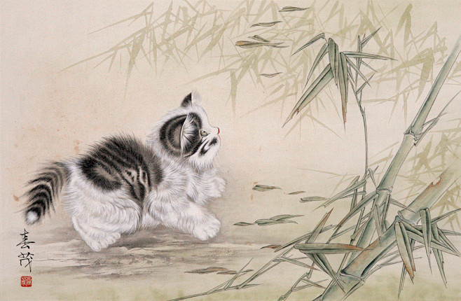 米春茂工笔猫作品