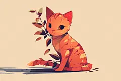 扁平化插图猫咪手绘