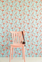 #interior #flamingo #wallpaper #pink #mint: 