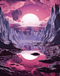 Lunarpunk - Fantasy Planet Mountain Landscape AI Art on Behance