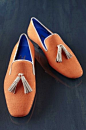 Hadleigh tangerine linen slipper