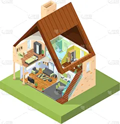 房屋,室内,现代,切片食物,横截面,室内地面,建筑,椅子,床,卫生间