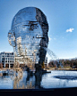 This is too cool!! Metalmorphosis Mirror Fountain by David Černý. Layers rotate and line up as a face only occasionally.