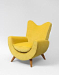 Jean Royère | "Ambassador" armchair, ca. 1950 | Artsy  JEAN ROYÈRE  "Ambassador" armchair, ca. 1950  Oak and velvet  40 9/10 × 30 3/10 × 31 1/2 in  104 × 77 × 80 cm  Galerie Jacques Lacoste  Pour art basel Miami   Du jaune du tendre du