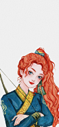 画师：野篆 ​ ​​​​
古风迪士尼公主