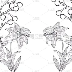 植物群,分离着色,草本,式样,计算机图标,华丽的,纺织品,壁纸,绘制,剪影