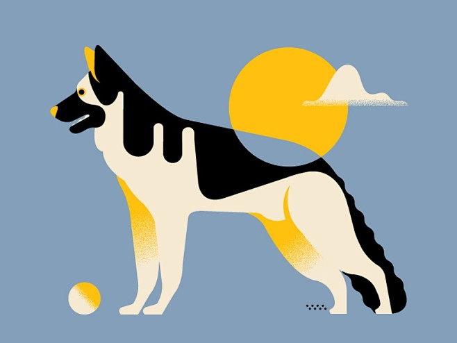 Dog and a ball - col...