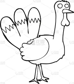 黑白卡通火鸡