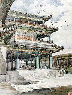 大兔侠采集到建筑景观插画