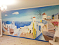 地中海风格手绘墙，墙体彩绘，墙绘