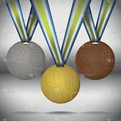 金牌，银牌和铜牌。