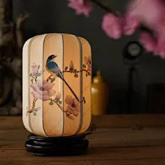 中式台灯手绘柞蚕丝灯饰摆设出品5折特价古典布艺床头极美家具-淘宝网