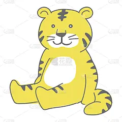 一个可爱的小老虎坐在简单的图画。