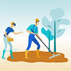 扁平风农场牧场矢量插画-众图网