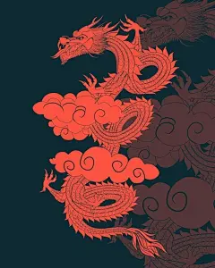 中国龙中国风插画矢量图设计素材