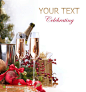 圣诞饰品图片素材，美味可口的圣诞香槟高清设计背景图片素材