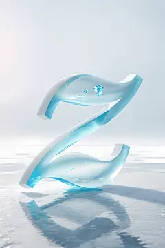 纯净Z字冰块磨砂玻璃英文字体艺术字模型