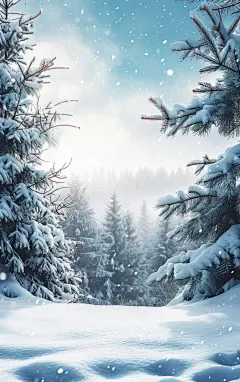 简约冬天风景素材图AI图元素背景