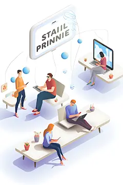 社交软件互联网企业文化扁平风插画