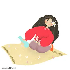 春天野外采花小女孩清新
