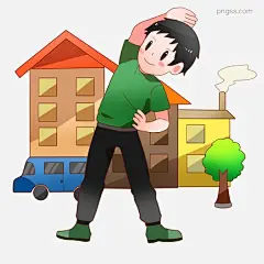 手绘伸展运动插画图片大小3000x3000px 图片尺寸1.03 MB 来自PNG搜索网 pngss.com 免费免扣png素材下载！高大的楼房#卡通插画#卡通手绘#蓝色的汽车#绿色的大树#手绘健身插画#