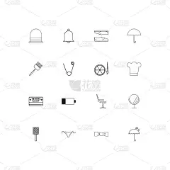 美丽的衣服和衣服线性瘦图标集。勾勒出简单的矢量图标